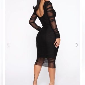 Ruched black midi dress